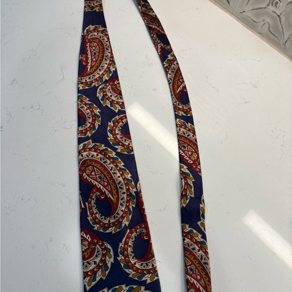 Dior Blue and Red Paisley Silk Tie - Picture 2 of 4